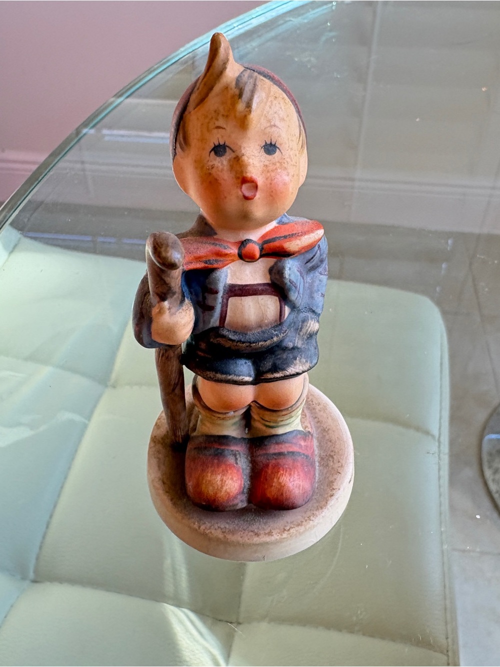Hand-Painted Ceramic Gnome Figurine in Orange and Blue